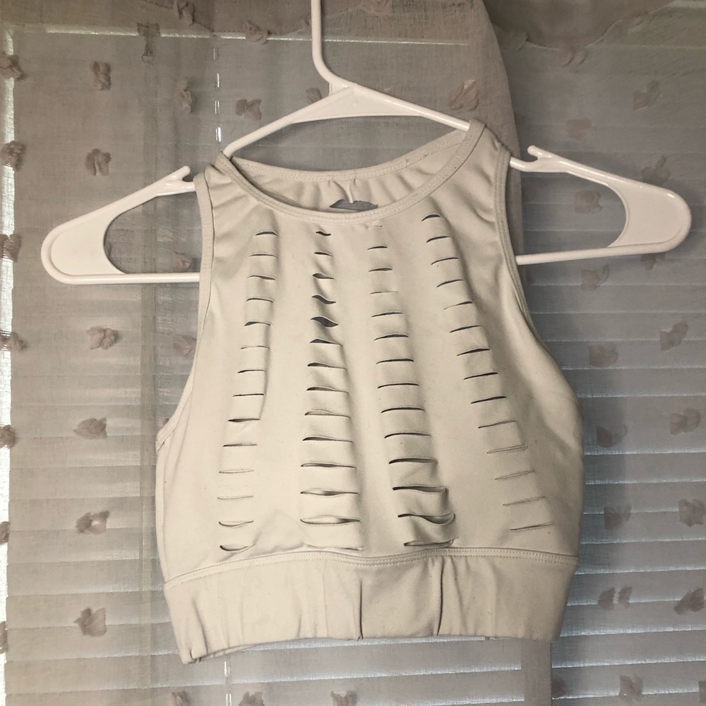 NVGTN White Ribbed White Sports Bra
